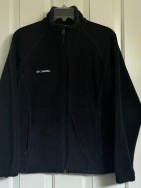 Women's Columbia Black Fleece Jacket Full Zip Mock Neck Sz S